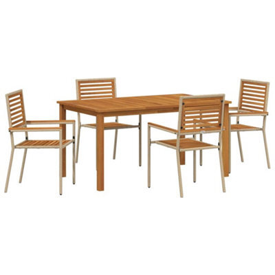 Berkfield Modern Garden Dining Set 5 Pcs Beige Poly Rattan