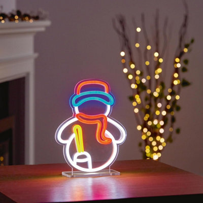 Premier Decorations Limited Neon Led Snowman Light Sign Table Top Decoration Small Xmas Light 29Cm - image 1