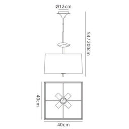 Luminosa Lighting Luminosa Akira Square Pendant 4 Light E27, Antique Brass With Cream Shade - thumbnail 7