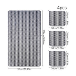 Living And Home 4Pcs Polyester Towel Set Grey Wave Stripe Pattern Soft Lightweight Hanging Loop Daily Home Bath Towels - thumbnail 8