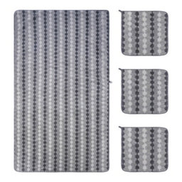 Living And Home 4Pcs Polyester Towel Set Grey Wave Stripe Pattern Soft Lightweight Hanging Loop Daily Home Bath Towels - thumbnail 4