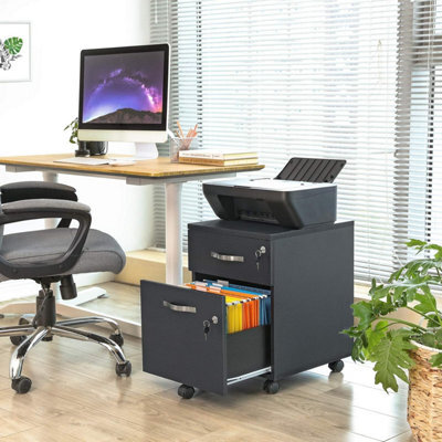 Songmics Vasagle Mobile Filing Unit, Dual-Drawer Cabinet With Smooth-Roll Casters, Home Office Storage, Black - image 1