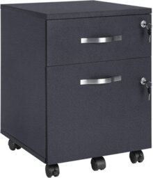 Songmics Vasagle Mobile Filing Unit, Dual-Drawer Cabinet With Smooth-Roll Casters, Home Office Storage, Black - thumbnail 7
