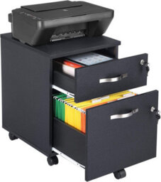 Songmics Vasagle Mobile Filing Unit, Dual-Drawer Cabinet With Smooth-Roll Casters, Home Office Storage, Black - thumbnail 6