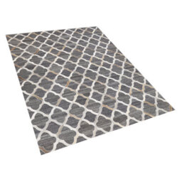 Beliani Rug Rolunay Dark Grey 140 X 200 Cm Leather