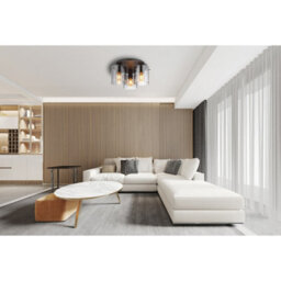 Luminosa Lighting Luminosa Tulivar Shade Cluster Ceiling Light Grey Dark Smoke Glass Shade 3X E27 - thumbnail 3