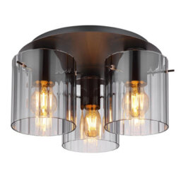 Luminosa Lighting Luminosa Tulivar Shade Cluster Ceiling Light Grey Dark Smoke Glass Shade 3X E27 - thumbnail 1