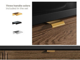 Impact Furniture Vanity Unit With Basin Wall Hung 600mm Bathroom Sink Cabinet Dark Oak Walnut Effect Drawers Black Mid Century Modern Talia - thumbnail 2