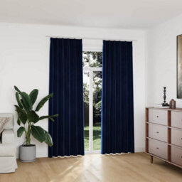 Berkfield Blackout Curtains 2 Pcs With Hooks Velvet Dark Blue 140X225 Cm