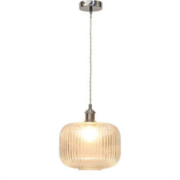 First Choice Lighting Set Of 2 Batley Large - Clear Ribbed Glass Chrome Retro Pendants - thumbnail 3