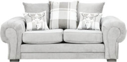 Verona 2 Seater Sofa Light Grey Velour Fabric Chesterfield Style Scatter Cushions - thumbnail 5
