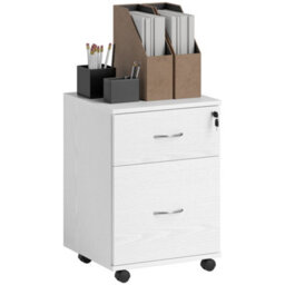 Homcom Pedestal Office Mobile Filing Cabinet 2 Drawer White - thumbnail 2