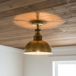 Pack Of 2 Vintage Flush Ceiling Light With E27 Holder And 26Cm Yellow Brass Dome Shadefor Kitchen, Livingroom, Bedroom - thumbnail 5