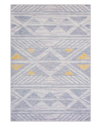 Beliani Geometric Grey And Yellow Rug 140 X 200 Cm - Polyester Low Pile Scandinavian Style - thumbnail 1