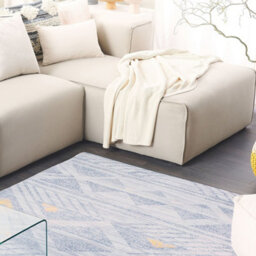 Beliani Geometric Grey And Yellow Rug 140 X 200 Cm - Polyester Low Pile Scandinavian Style - thumbnail 2