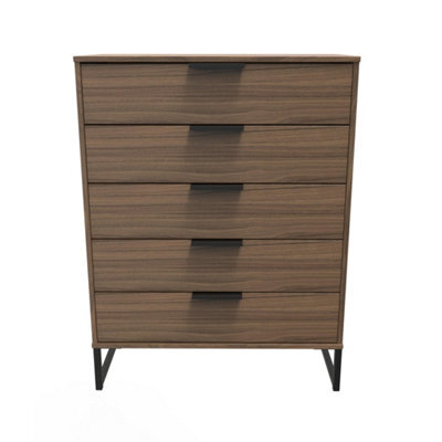 Beijing 5 Drawer Chest Of Drawers In Carini Walnut (Ready Assembled) - image 1
