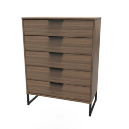 Beijing 5 Drawer Chest Of Drawers In Carini Walnut (Ready Assembled) - thumbnail 3