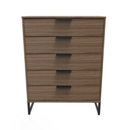 Beijing 5 Drawer Chest Of Drawers In Carini Walnut (Ready Assembled) - thumbnail 1