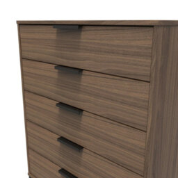 Beijing 5 Drawer Chest Of Drawers In Carini Walnut (Ready Assembled) - thumbnail 4