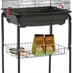 Yaheetech Black Open Top Metal Bird Cage Large Rolling Parrot Cage W/ Slide-Out Tray - thumbnail 8