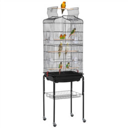 Yaheetech Black Open Top Metal Bird Cage Large Rolling Parrot Cage W/ Slide-Out Tray - thumbnail 2