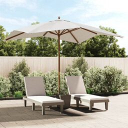 Walplus Garden Parasol With Wooden Pole Sand 300X300X273 Cm - thumbnail 1