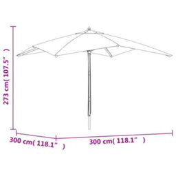 Walplus Garden Parasol With Wooden Pole Sand 300X300X273 Cm - thumbnail 7