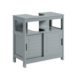 Sobuy Frg128-Ii-Sg,under Sink Storage Cabinet For Pedestal Sink Grey Bathroom Furniture,grey,w60Xd30Xh60 - thumbnail 1