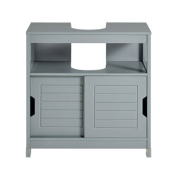 Sobuy Frg128-Ii-Sg,under Sink Storage Cabinet For Pedestal Sink Grey Bathroom Furniture,grey,w60Xd30Xh60 - thumbnail 7