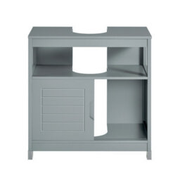 Sobuy Frg128-Ii-Sg,under Sink Storage Cabinet For Pedestal Sink Grey Bathroom Furniture,grey,w60Xd30Xh60 - thumbnail 8