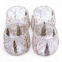 Serenityy Natural Floral Glass Pino - Straight Candle Holder - Recycled Glass With Pressed Ferns - 10X9Cm - thumbnail 2