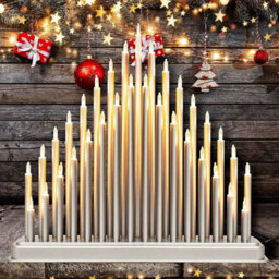 33 Led Plastic Pipe Candle Tower Bridge Dark Grey - thumbnail 3