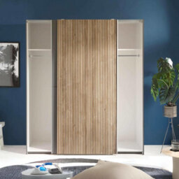 Oakham Premium Nova Sliding 2 Door Wardrobe In Light Oak & Dark Grey - thumbnail 7