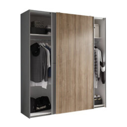 Oakham Premium Nova Sliding 2 Door Wardrobe In Light Oak & Dark Grey - thumbnail 2