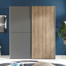 Oakham Premium Nova Sliding 2 Door Wardrobe In Light Oak & Dark Grey - thumbnail 6