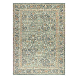 RugsX Wool Carpet Soho 477.27.la500 Osta - Rhombus, Frame Geometric Natural Green Blue 67X130 Cm - thumbnail 2