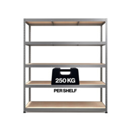 Rb Boss Garage Shelving Unit 5 Shelf Mdf Galvanised Steel (H)1800mm (W)1600mm (D)600mm - thumbnail 4