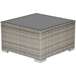 Wyld Haus Vimito Light Grey Square Rattan Outdoor Side Table With Tempered Glass Top, 65 X 65 X 37.5 Cm - thumbnail 2