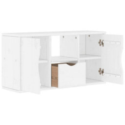 Berkfield Tv Cabinet With Drawer Odda White 79X24X40 Cm Solid Wood Pine - thumbnail 5