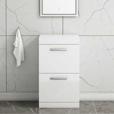 Royal Bathrooms Turin 500mm Gloss White Floor Standing Worktop Vanity Unit - 2 Drawer - image 1