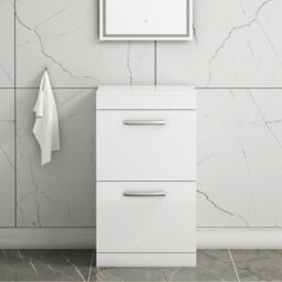 Royal Bathrooms Turin 500mm Gloss White Floor Standing Worktop Vanity Unit - 2 Drawer - thumbnail 1