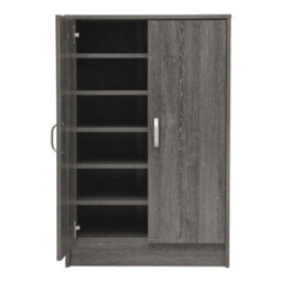 Thehotsale Grey 6-Tier Wooden Shoe Storage Cabinet With 2 Doors - thumbnail 4