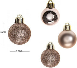 Shatchi 30mm/24Pcs Christmas Baubles Shatterproof Rose Gold,tree Decorations - thumbnail 2