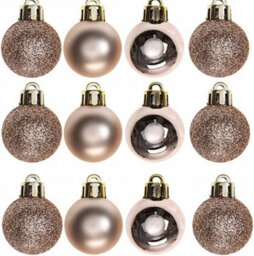 Shatchi 30mm/24Pcs Christmas Baubles Shatterproof Rose Gold,tree Decorations - thumbnail 1