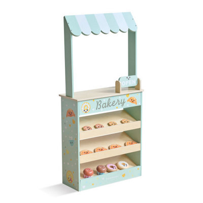 Teamson Kids Jolly Pals Wooden Bakery Stand With 12 Pastry Pieces, Mint Green - image 1