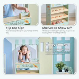 Teamson Kids Jolly Pals Wooden Bakery Stand With 12 Pastry Pieces, Mint Green - thumbnail 7