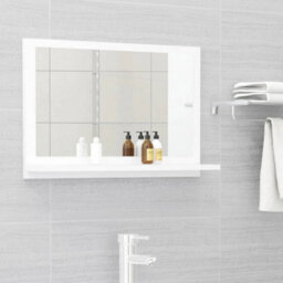 Walplus Bathroom Mirror White 60X10.5X37 Cm Engineered Wood - thumbnail 1