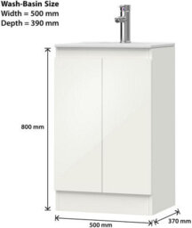 Belofay Denvor White 500mm Floor Standing Bathroom Vanity Unit With Basin - Laquered Cloakroom Vanity Unit With 1 Tap Hole Ceramic - thumbnail 5