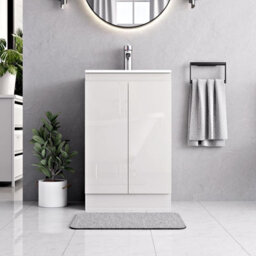Belofay Denvor White 500mm Floor Standing Bathroom Vanity Unit With Basin - Laquered Cloakroom Vanity Unit With 1 Tap Hole Ceramic - thumbnail 2