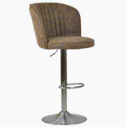 Lakeland Furniture Flynn Aged Brown Faux Leather Brushed Steel Gas Lift Base Bar Stool - thumbnail 3